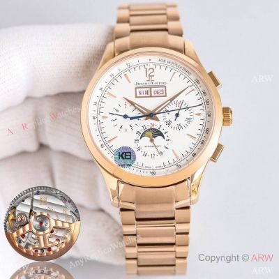 TW Swiss Jaeger-LeCoultre Master Control Chronograph Calendar Rose Gold-White Watch 40mm